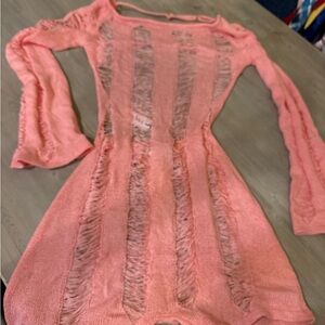 TicToc pink knit romper cover up sz medium